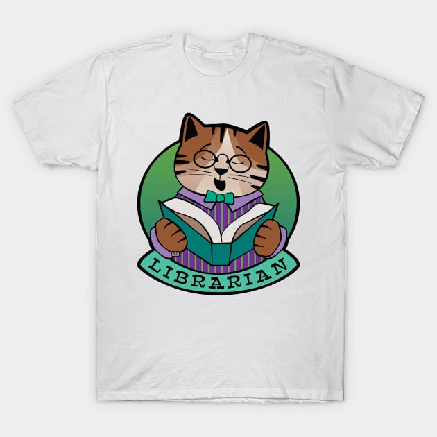 Librarian Cat Story Time T-Shirt by Sue Cervenka